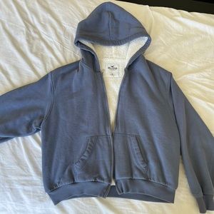 Hollister Easy Teddy Lined Zip Up- Blue Gray